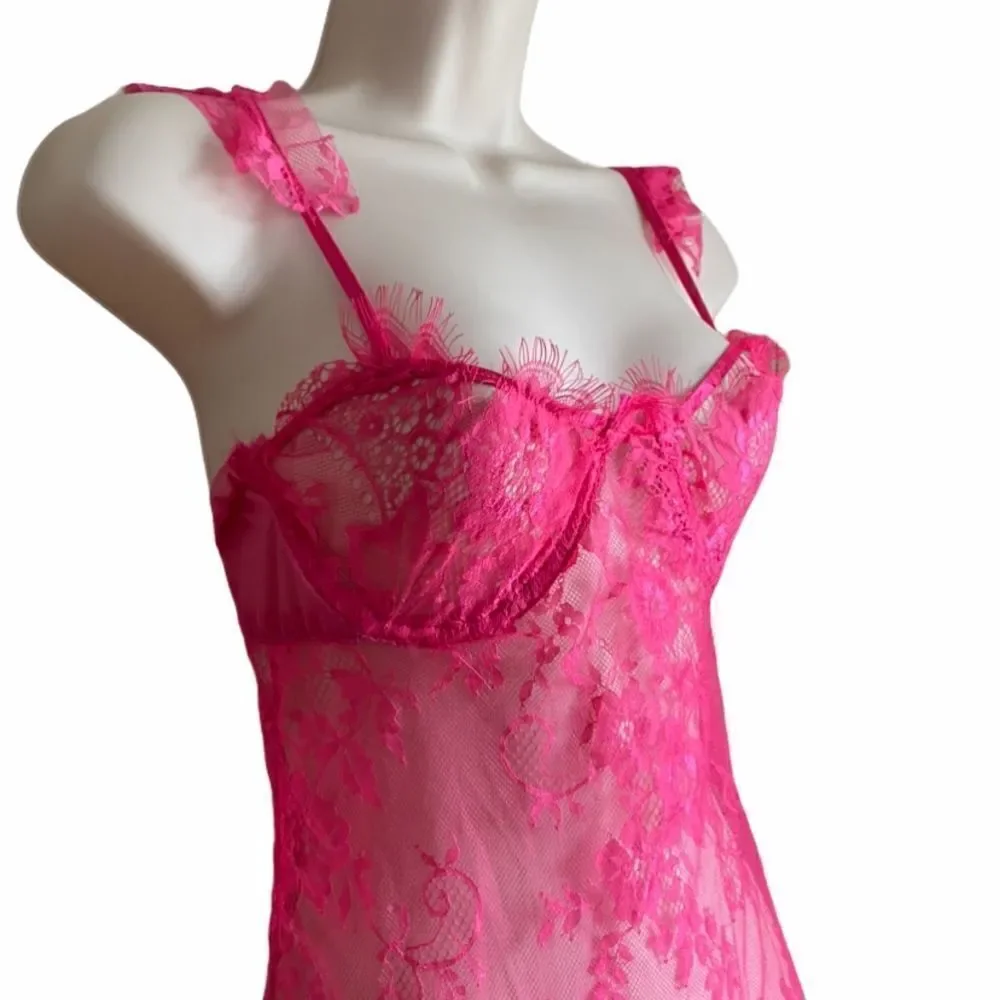 Hot Pink Lace Chemise Nightie